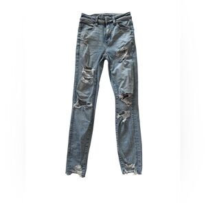 American Eagle High-Rise Distressed Light Wash Skinny Jeans Womens Size 00 Short